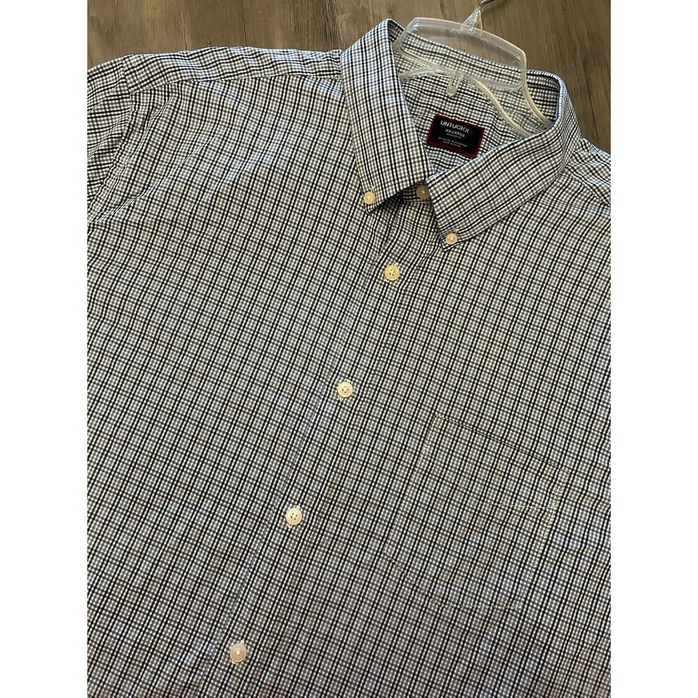Untuckit Regular Fit Button Down Shirt Mens Nylon Blend Gingham Size XXL